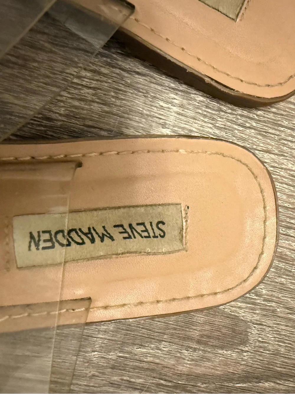 Steve Madden Clear Double Strap Flat Slide Sandals Nude Women’s Size 8